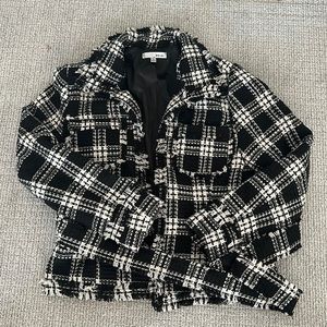 Saks off fifth black and white belt jacket NWT